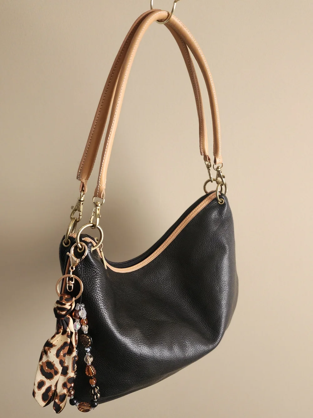 Black and Tan Leather Shoulder Bag